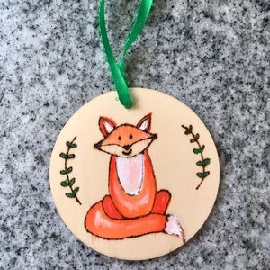 Wood burnt Woodland Fox Ornament